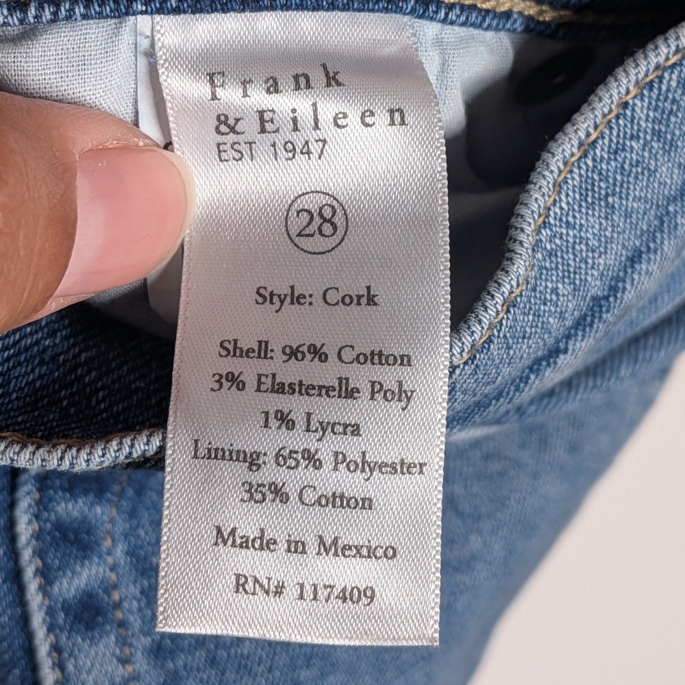 Frank & Eileen Cork Everyday Denim Slim Leg Raw Hem Jeans Antique Denim Blue 28 - Picture 9 of 10